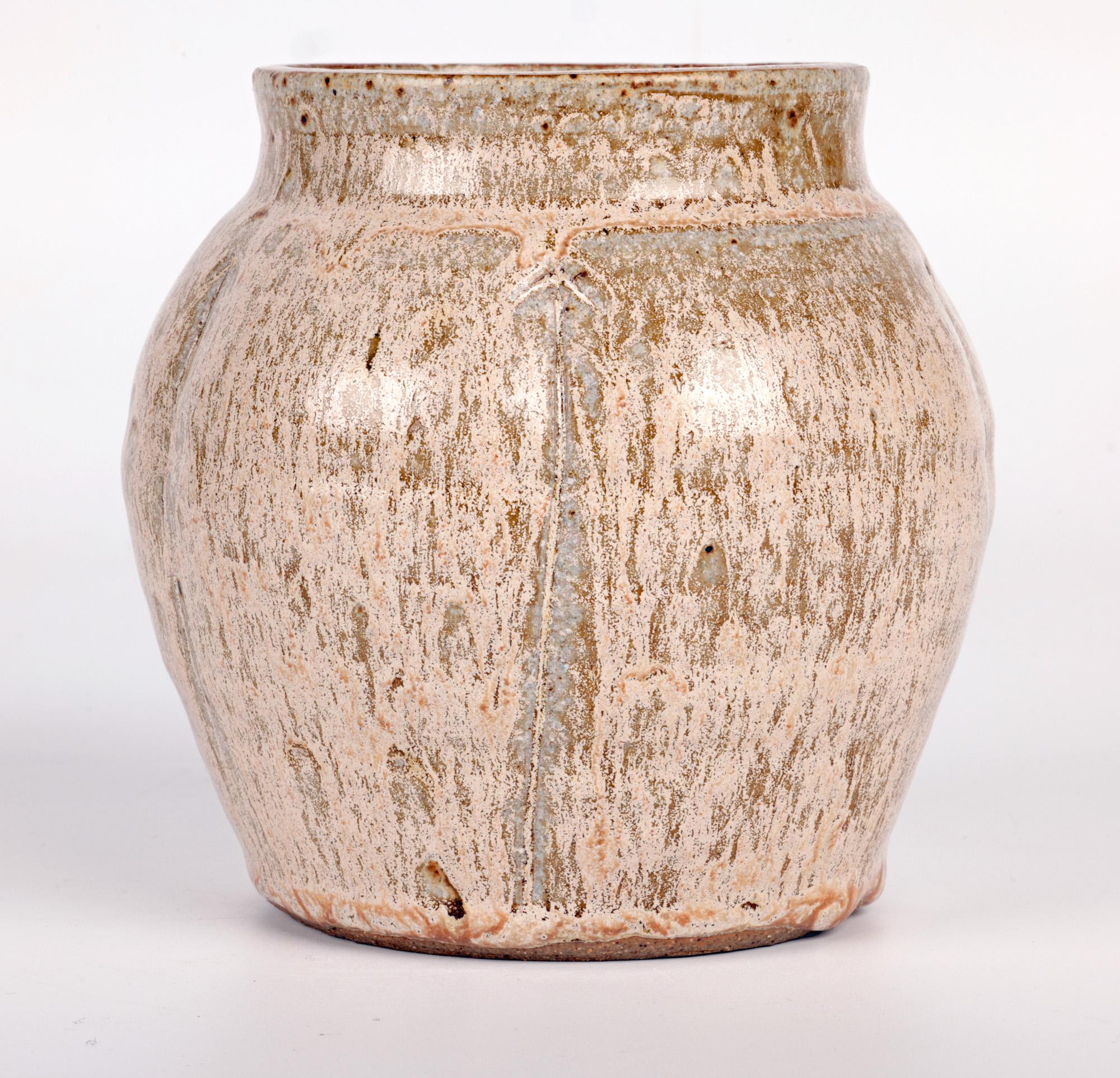 Sonia Lewis Studio Pottery Oatmeal Glazed Vase For Sale 3