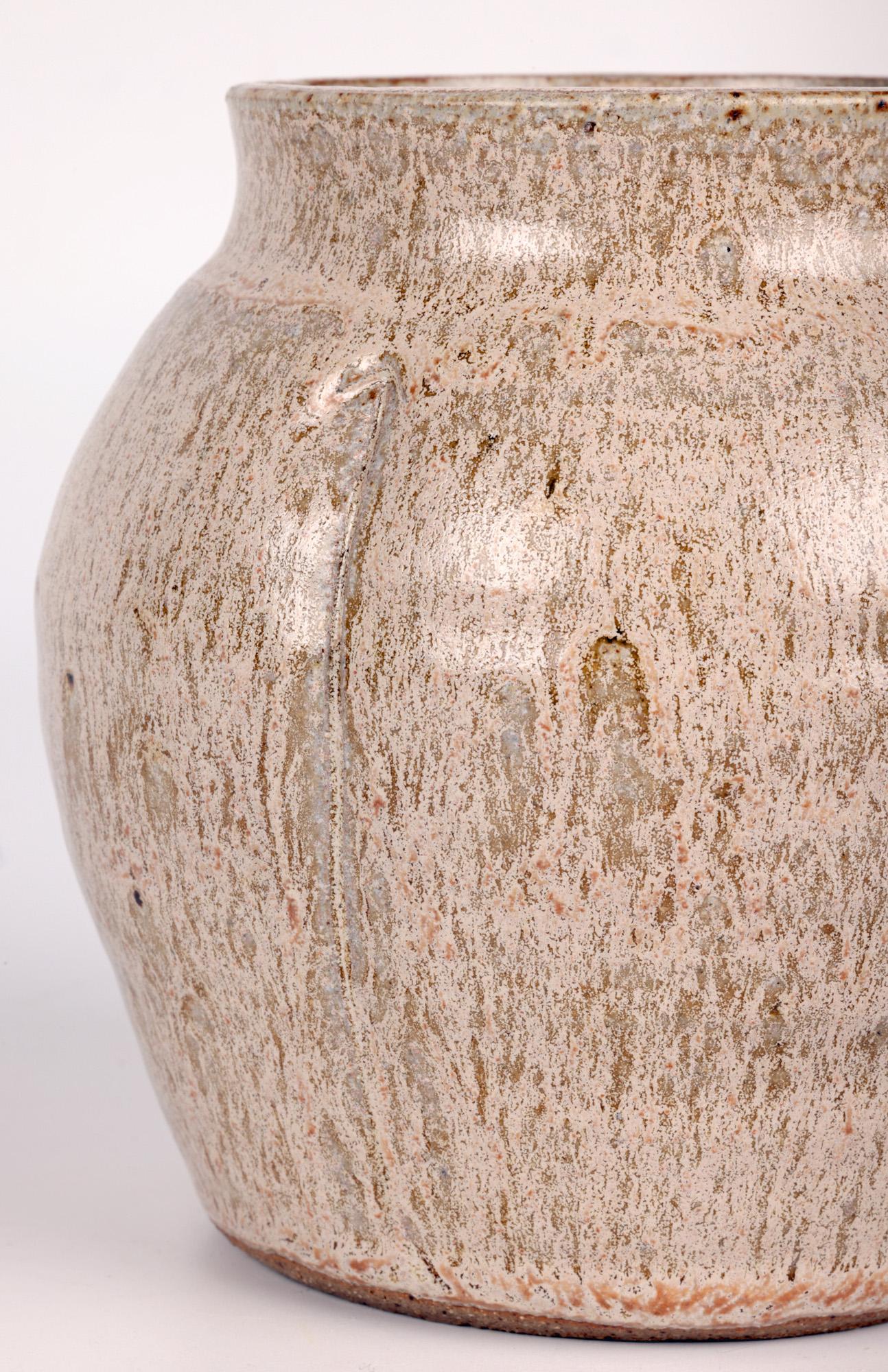 Mid-Century Modern Sonia Lewis Studio Pottery Oatmeal Glazed Vase For Sale