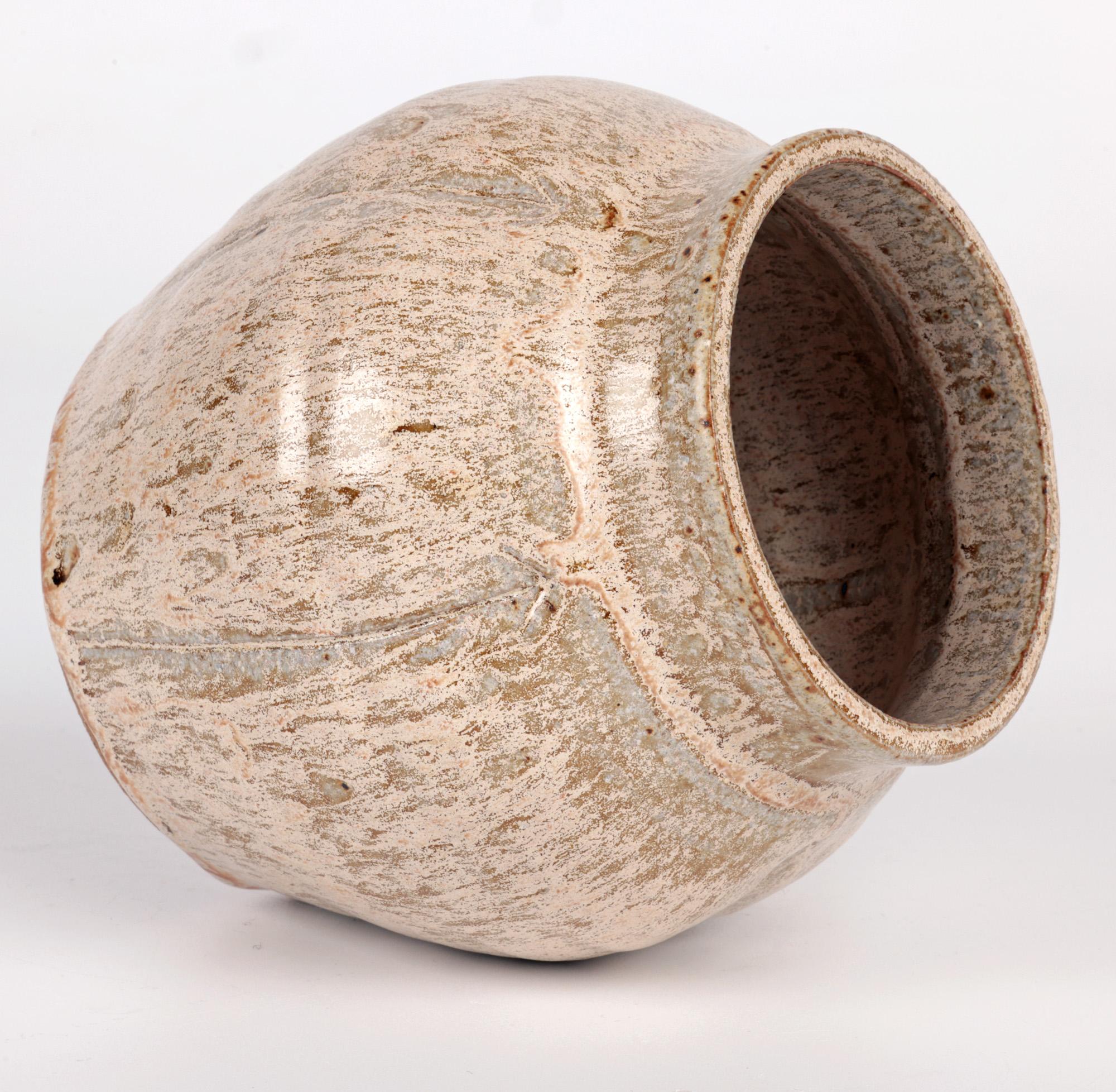20th Century Sonia Lewis Studio Pottery Oatmeal Glazed Vase For Sale