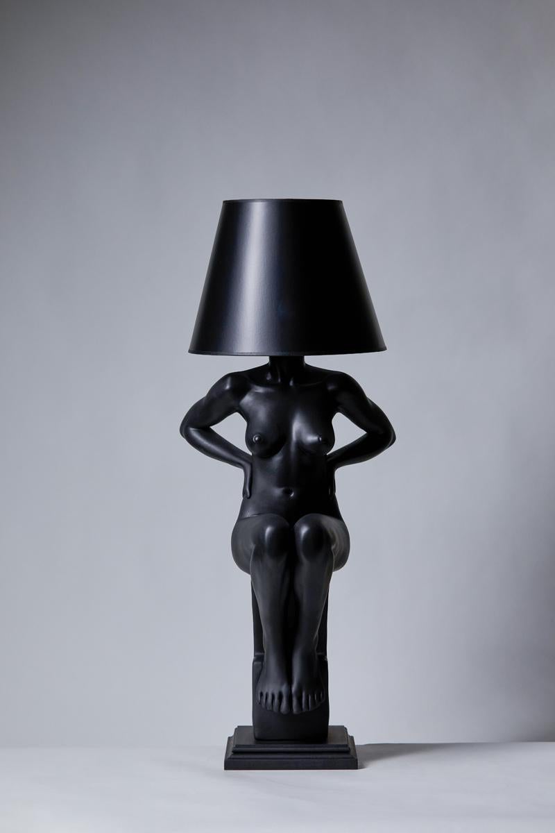 Ziya (black) - Gray Nude Sculpture by Sonia Pacheco