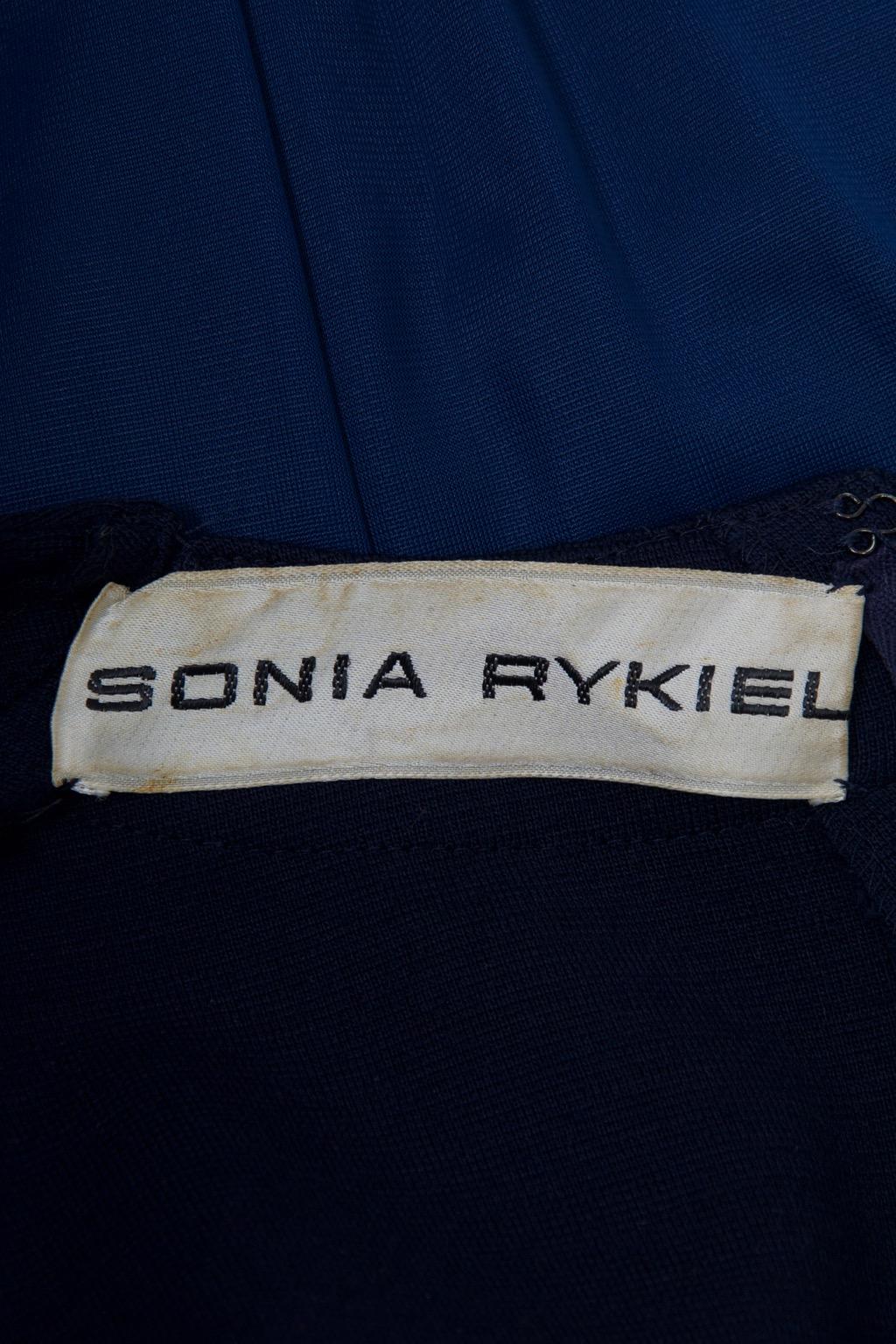 Sonia Rykiel 1970er Marineblaues Strick-Ensemble im Angebot 9