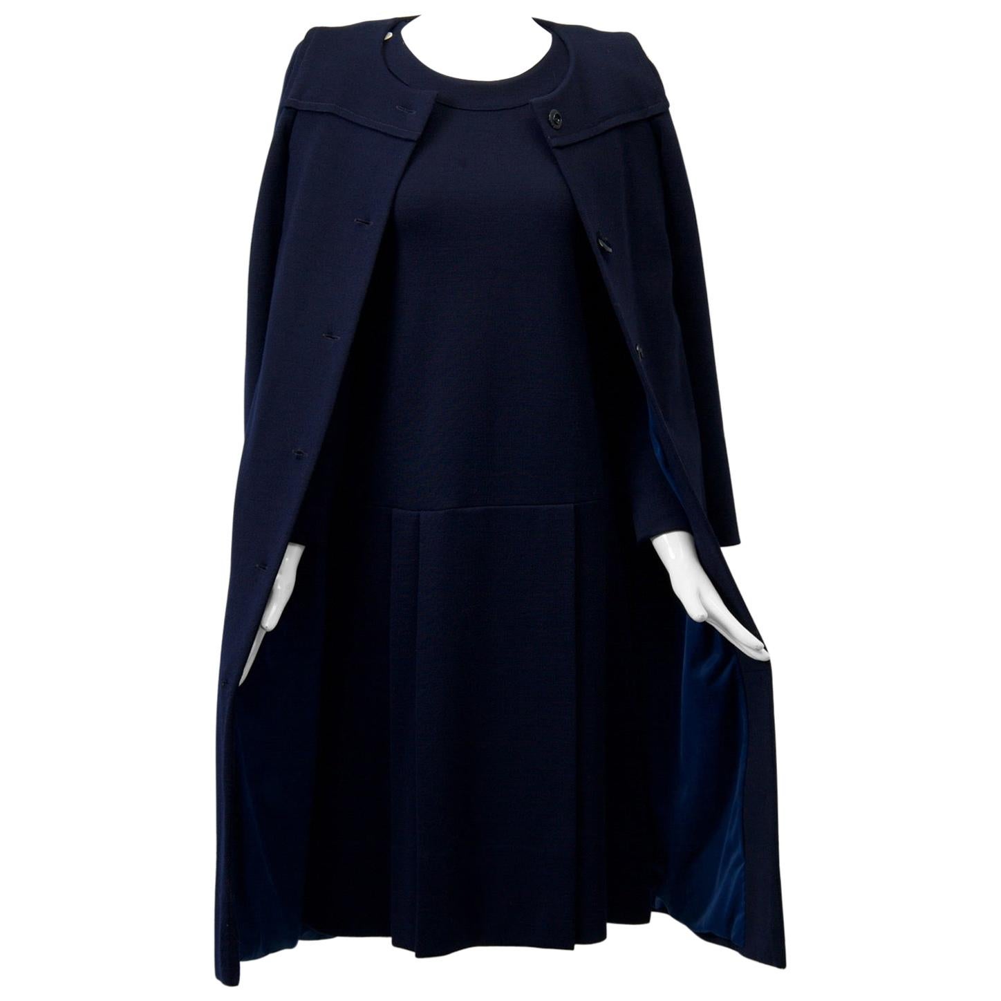 Sonia Rykiel 1970er Marineblaues Strick-Ensemble im Angebot