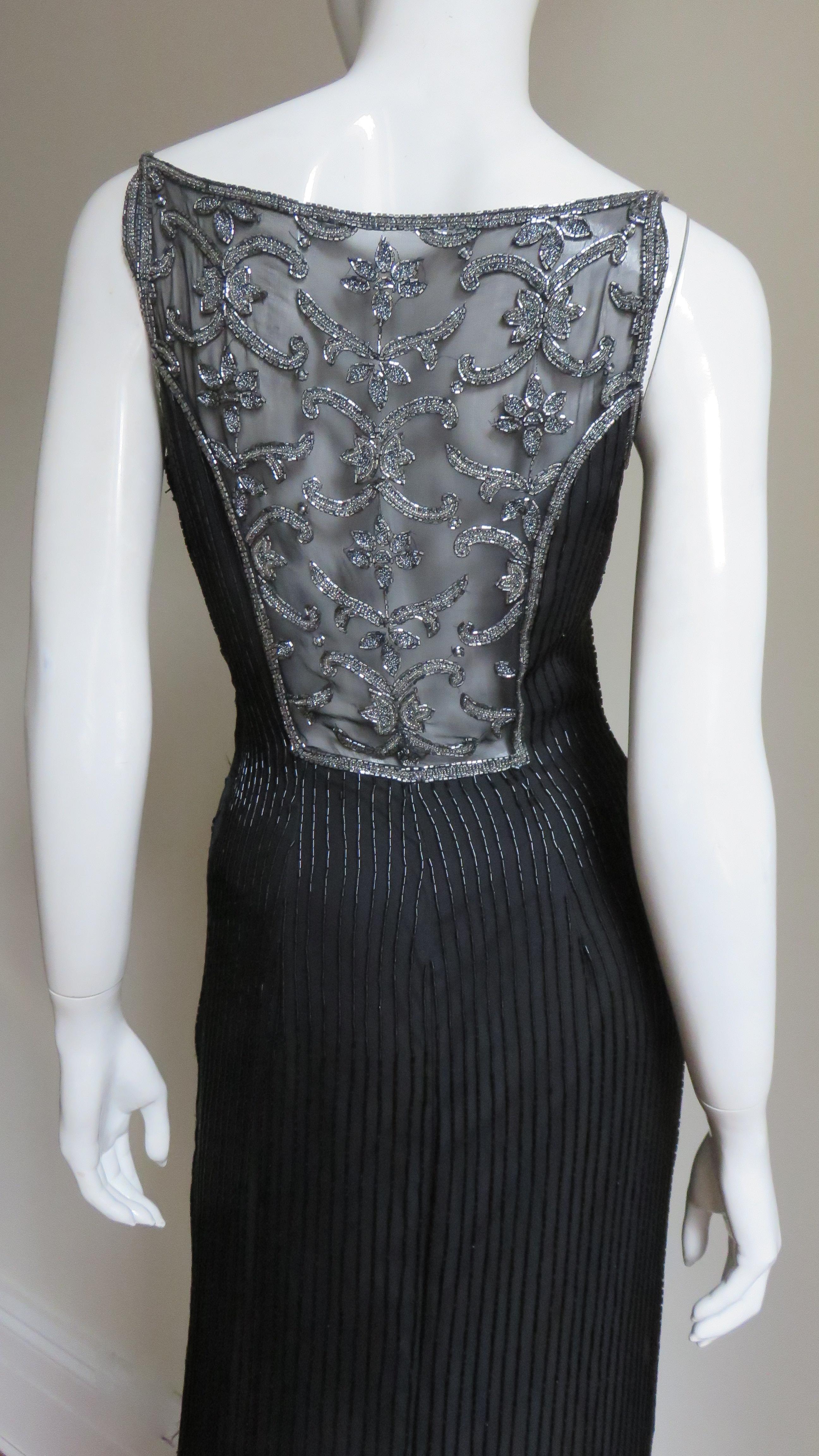 Sonia Rykiel Silk Beaded Gown with Elaborate Sheer Back 1990s For Sale 2
