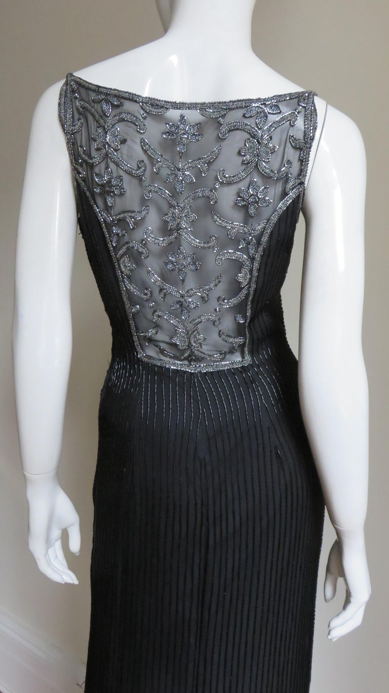 Sonia Rykiel Silk Beaded Gown with Sheer Back For Sale 5
