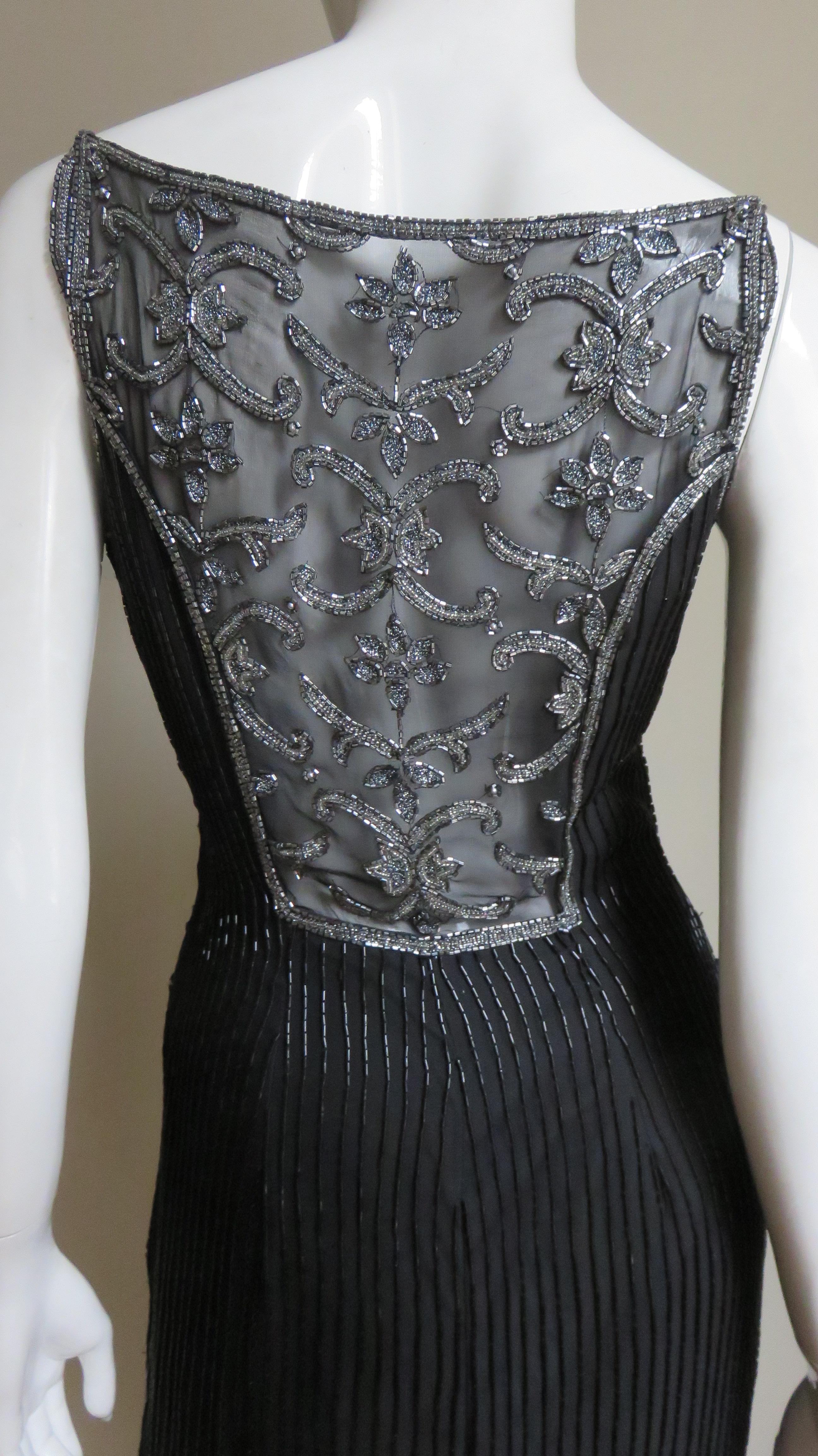 Sonia Rykiel Silk Beaded Gown with Elaborate Sheer Back 1990s For Sale 3