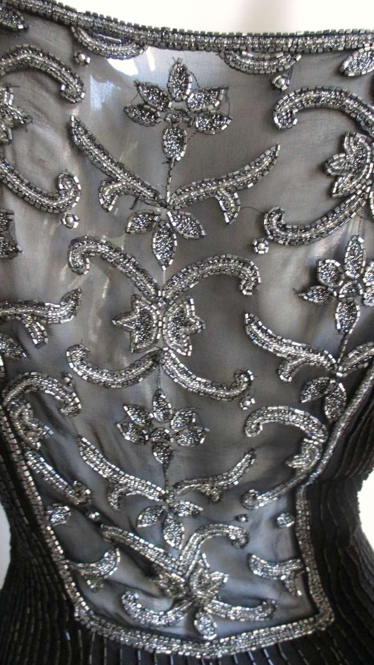Sonia Rykiel Perlenbesetztes Seidenkleid mit durchsichtigem Rücken 1990er Jahre im Angebot 8