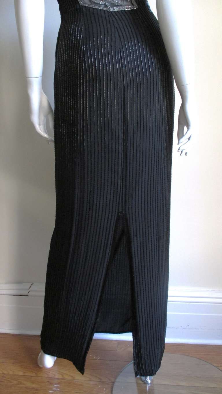 Sonia Rykiel Silk Beaded Gown with Elaborate Sheer Back 1990s For Sale 6