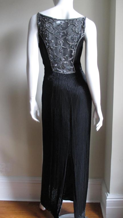 Sonia Rykiel Silk Beaded Gown with Elaborate Sheer Back 1990s For Sale 7
