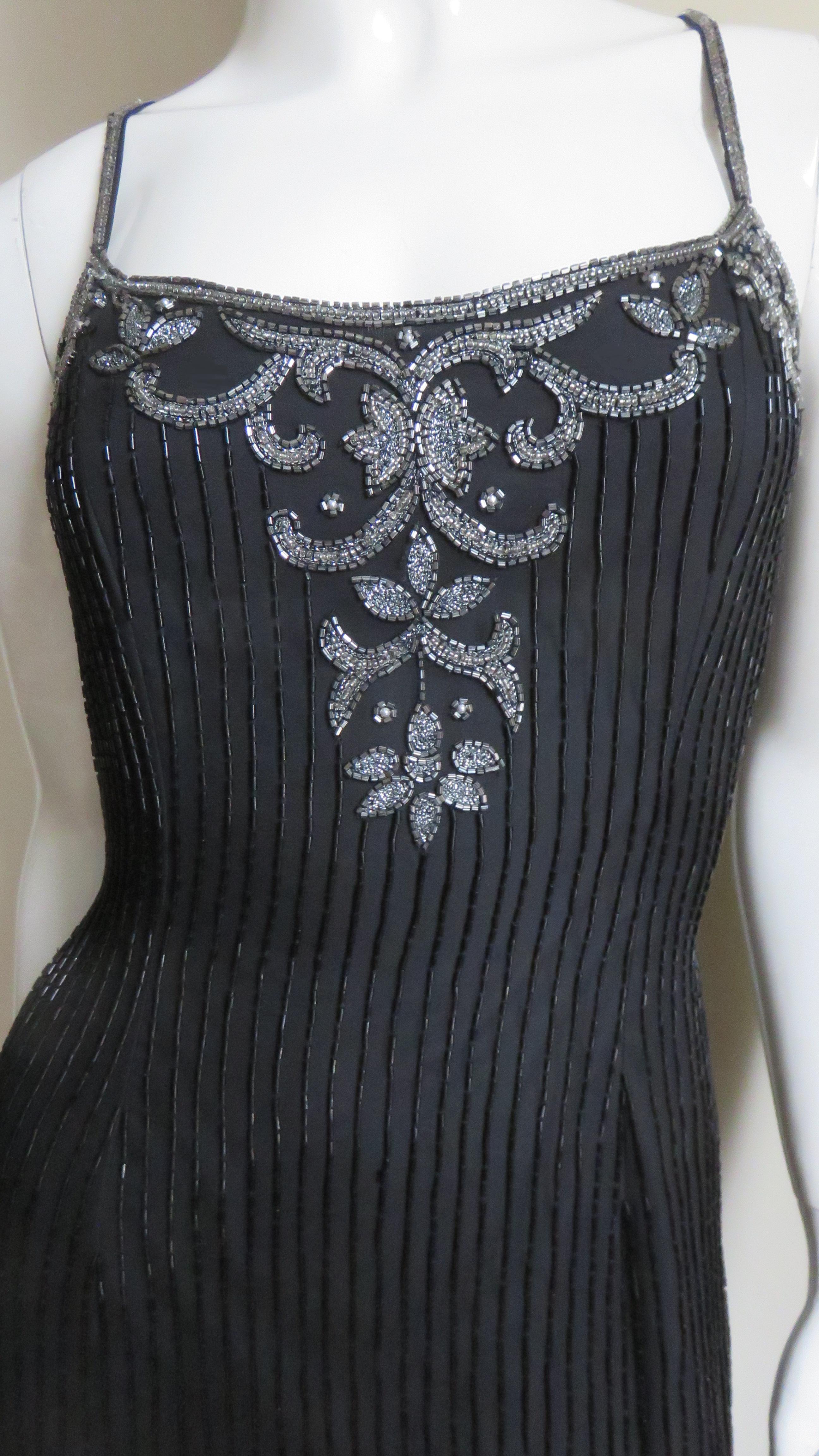 Sonia Rykiel Perlenbesetztes Seidenkleid mit durchsichtigem Rücken 1990er Jahre Damen im Angebot