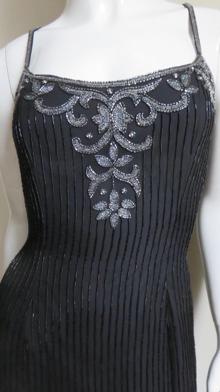 Women's Sonia Rykiel Silk Beaded Gown with Sheer Back For Sale