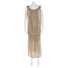 Sonia Rykiel Maxi Abito in maglia lurex traforata beige L