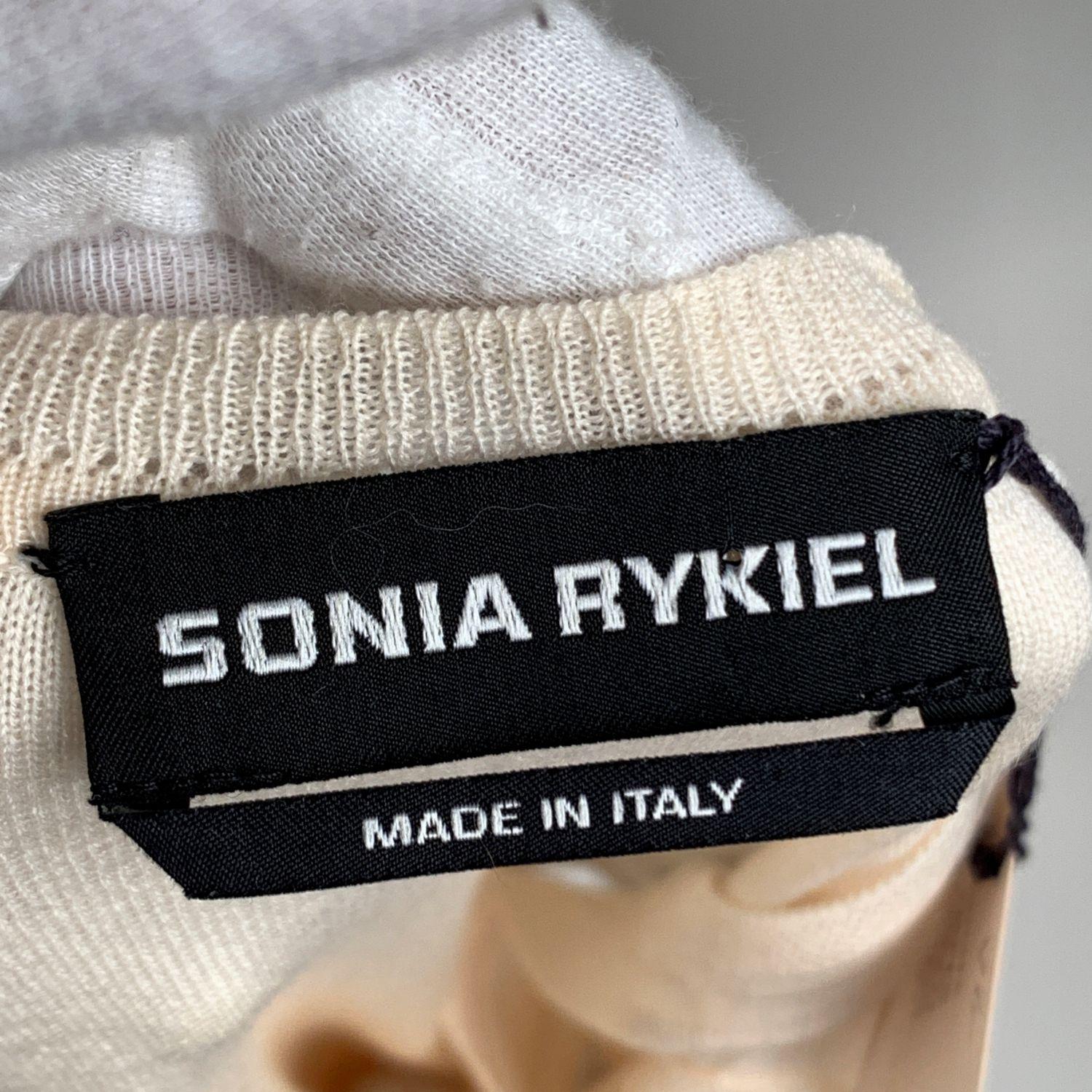 Sonia Rykiel Beige Wool Blend Knit Tank Top with Rhinestones Size 36 In Excellent Condition In Rome, Rome