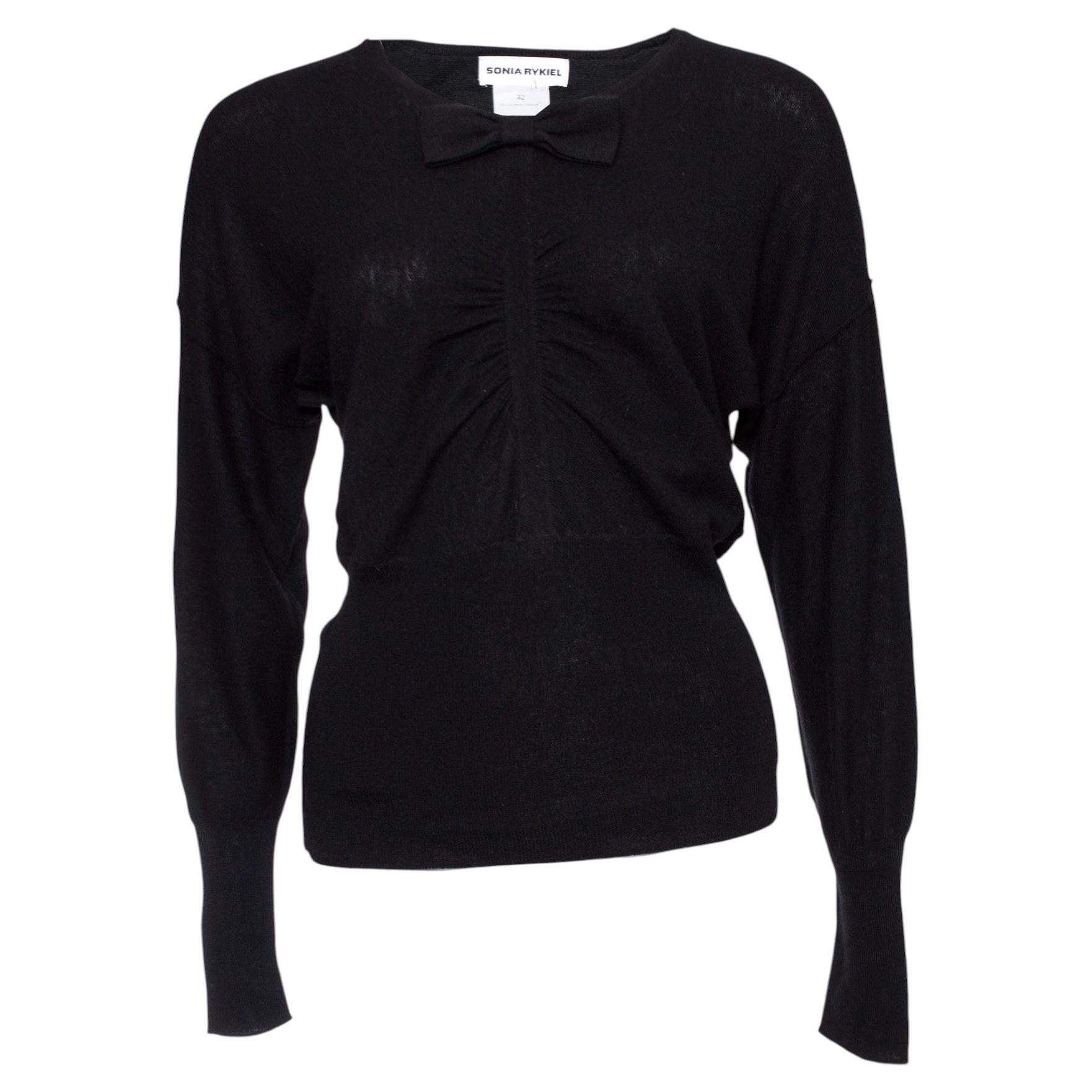 Sonia Rykiel, Black cashmere sweater with bow