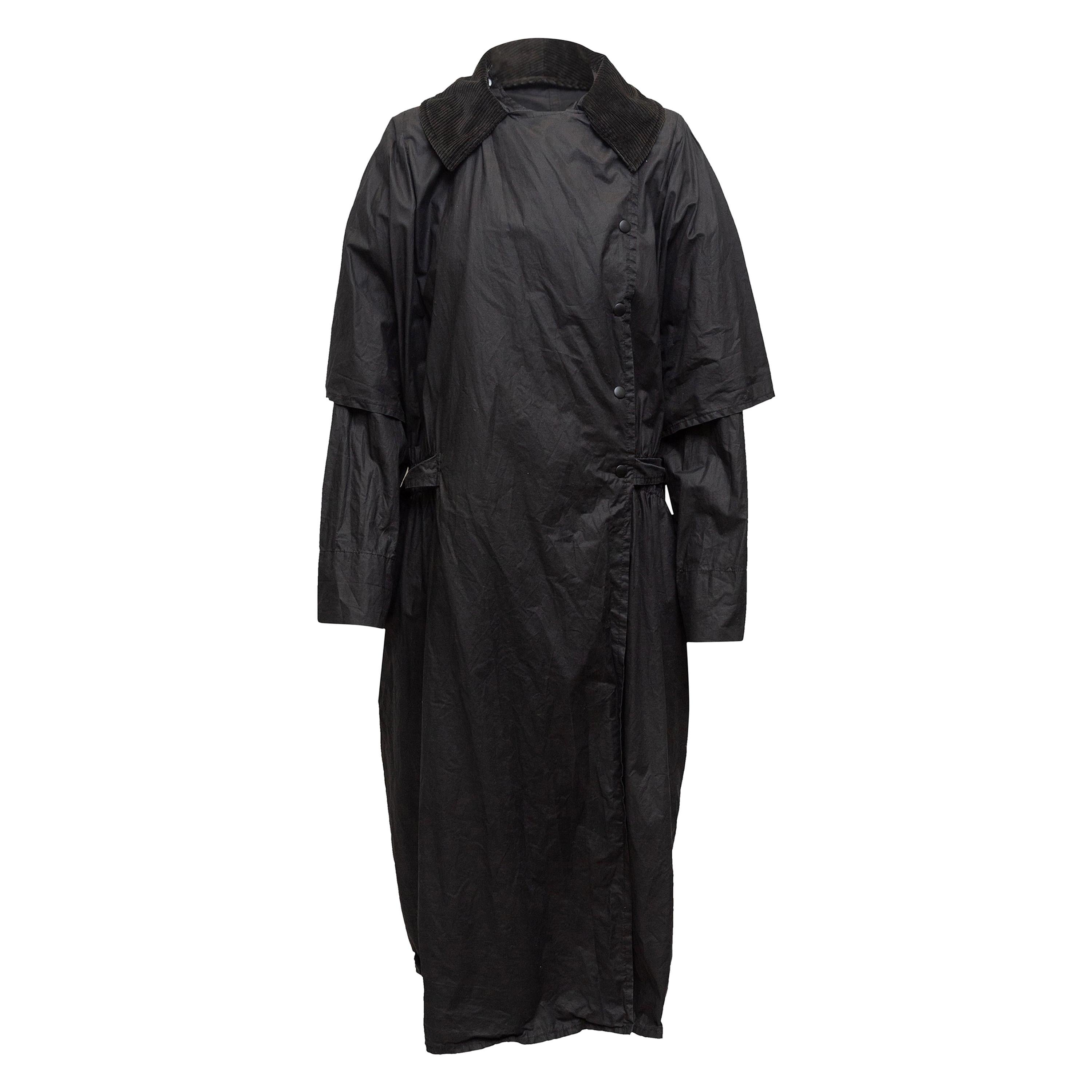 Sonia Rykiel Black Coated Cotton Hooded Coat
