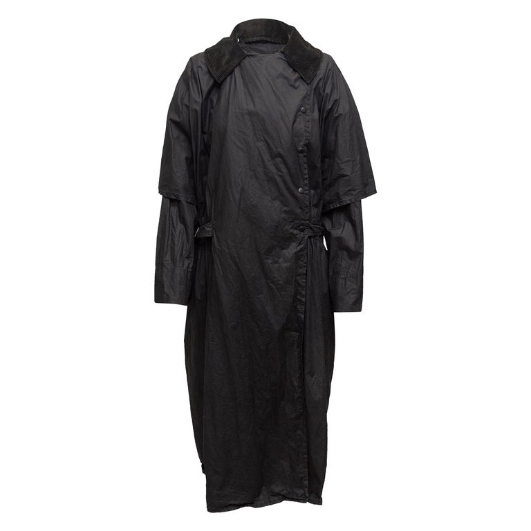 Sonia Rykiel Black Coated Cotton Hooded Coat For Sale at 1stDibs