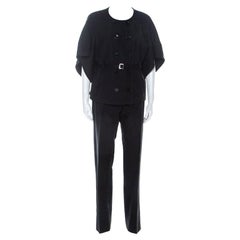 Sonia Rykiel Traje pantalón con cinturón de algodón negro L