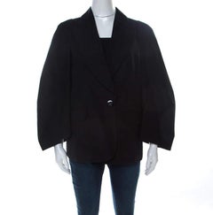 Sonia Rykiel Black Cotton Wide-Bell Sleeve Blazer L