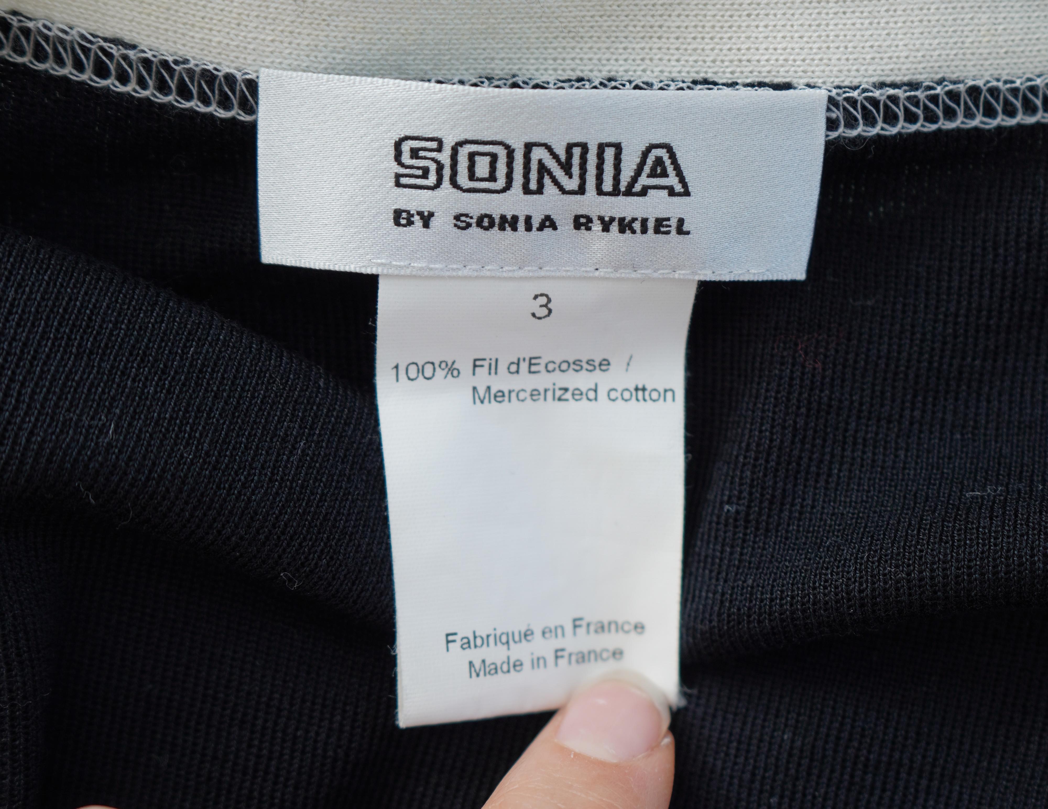 Sonia Rykiel - Polo en coton noir et crème avec boutons à l'ancre en vente 1
