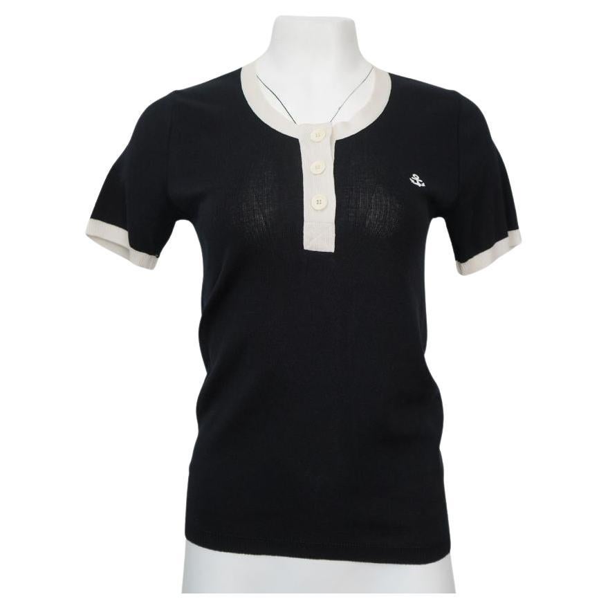 Polo Sonia Rykiel con bottoni in cotone nero e crema