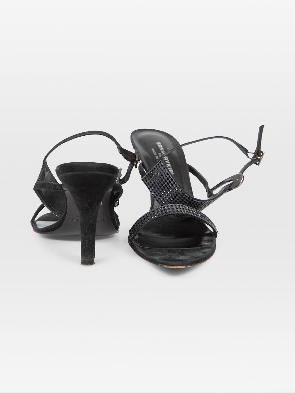 Noir Sonia Rykiel Sandales à lanières embellies noires Taille IT 36.5 en vente