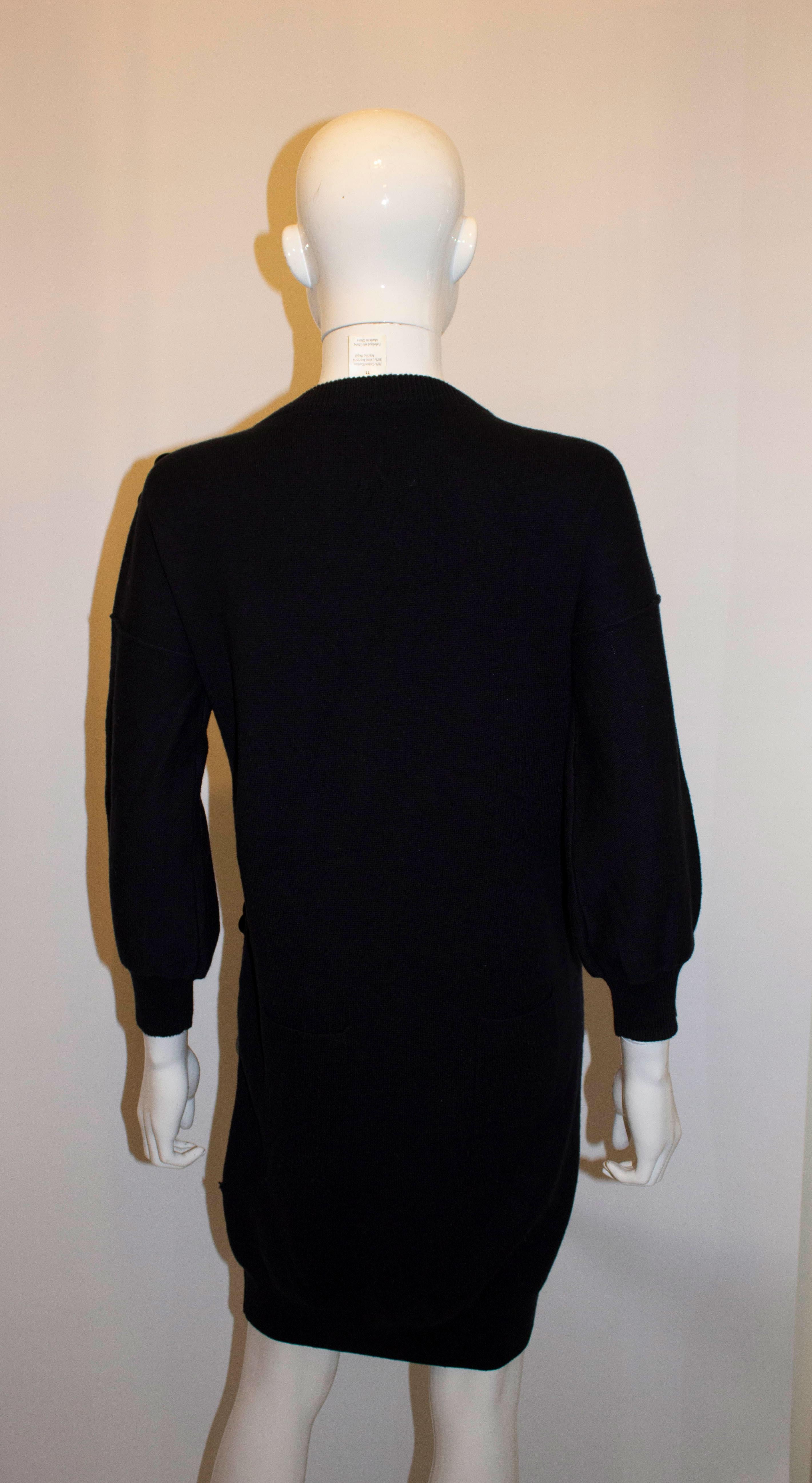 Sonia Rykiel Black Knitted Dress with Decoration In Good Condition For Sale In London, GB