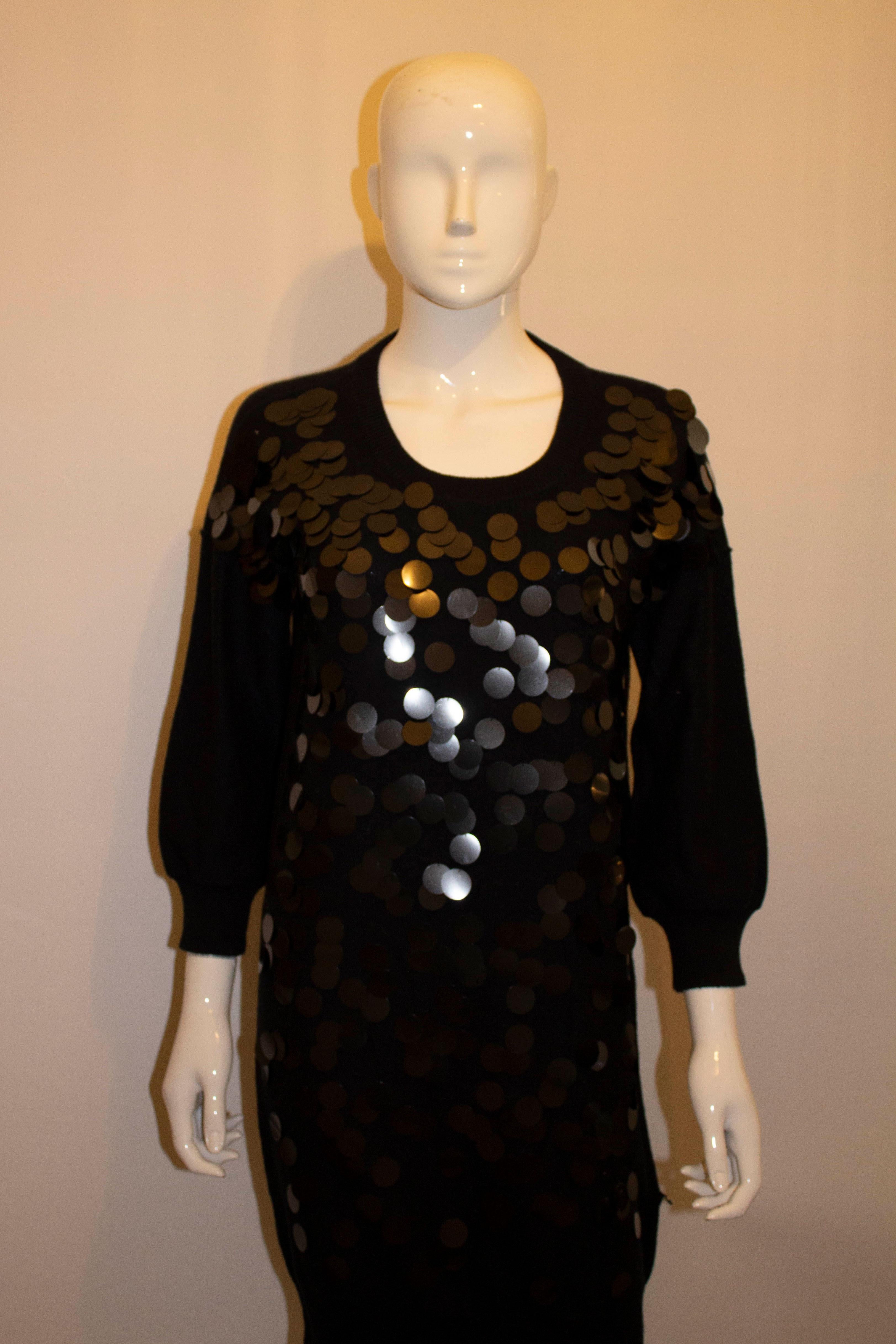Sonia Rykiel Black Knitted Dress with Decoration For Sale 1