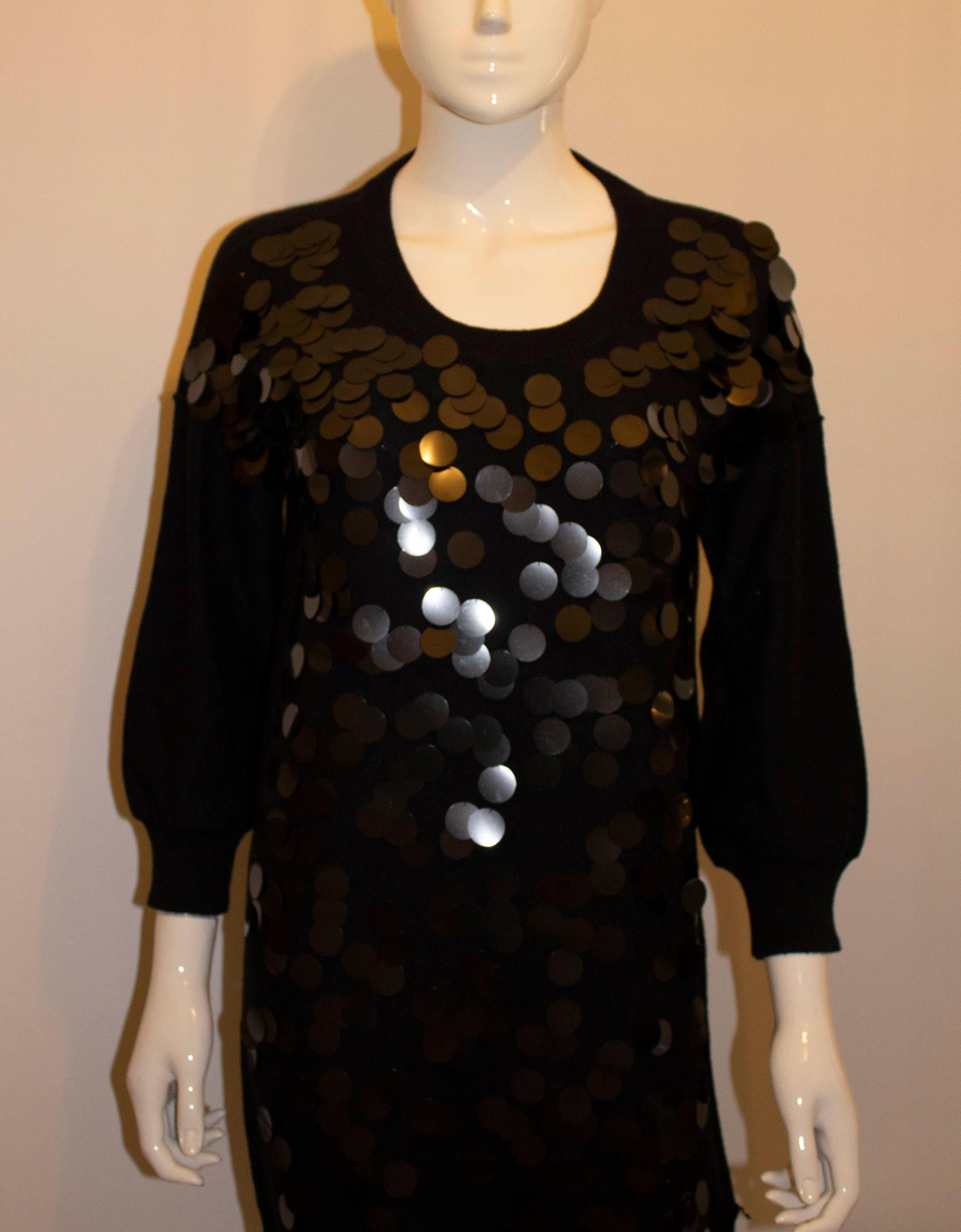 Sonia Rykiel Black Knitted Dress with Decoration For Sale 2