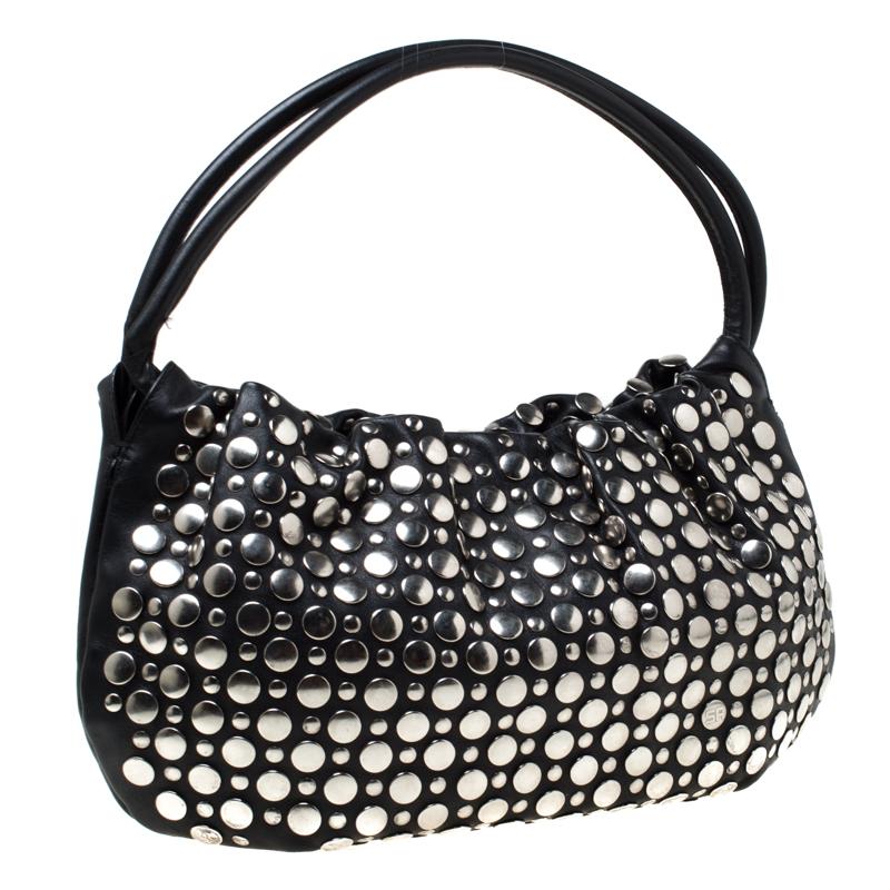 Sonia Rykiel - Sac à bandoulière Domino en cuir noir clouté Bon état à Dubai, Al Qouz 2