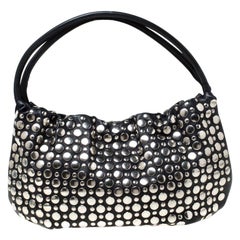Sonia Rykiel Black Leather Domino Studded Shoulder Bag