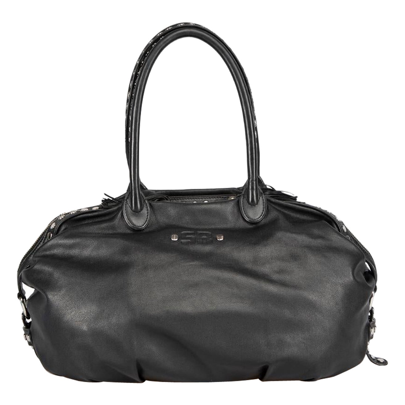 Sonia Rykiel Black Leather Studded Shoulder Bag