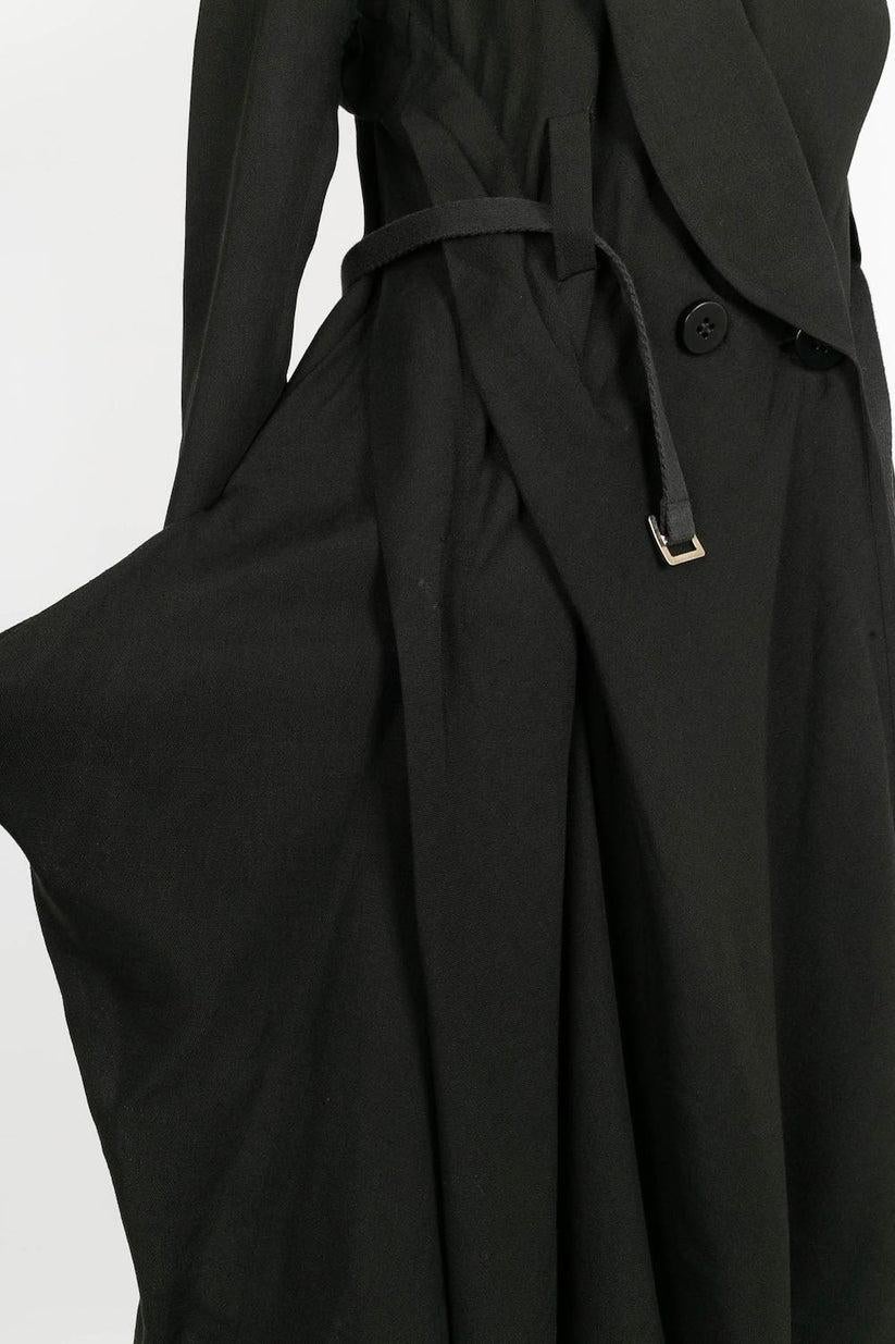Sonia Rykiel - Veste/robe en lin noir en vente 1