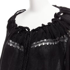 SONIA Rykiel noir  Top tricoté en crochet avec cordon de sac en papier en lin M.