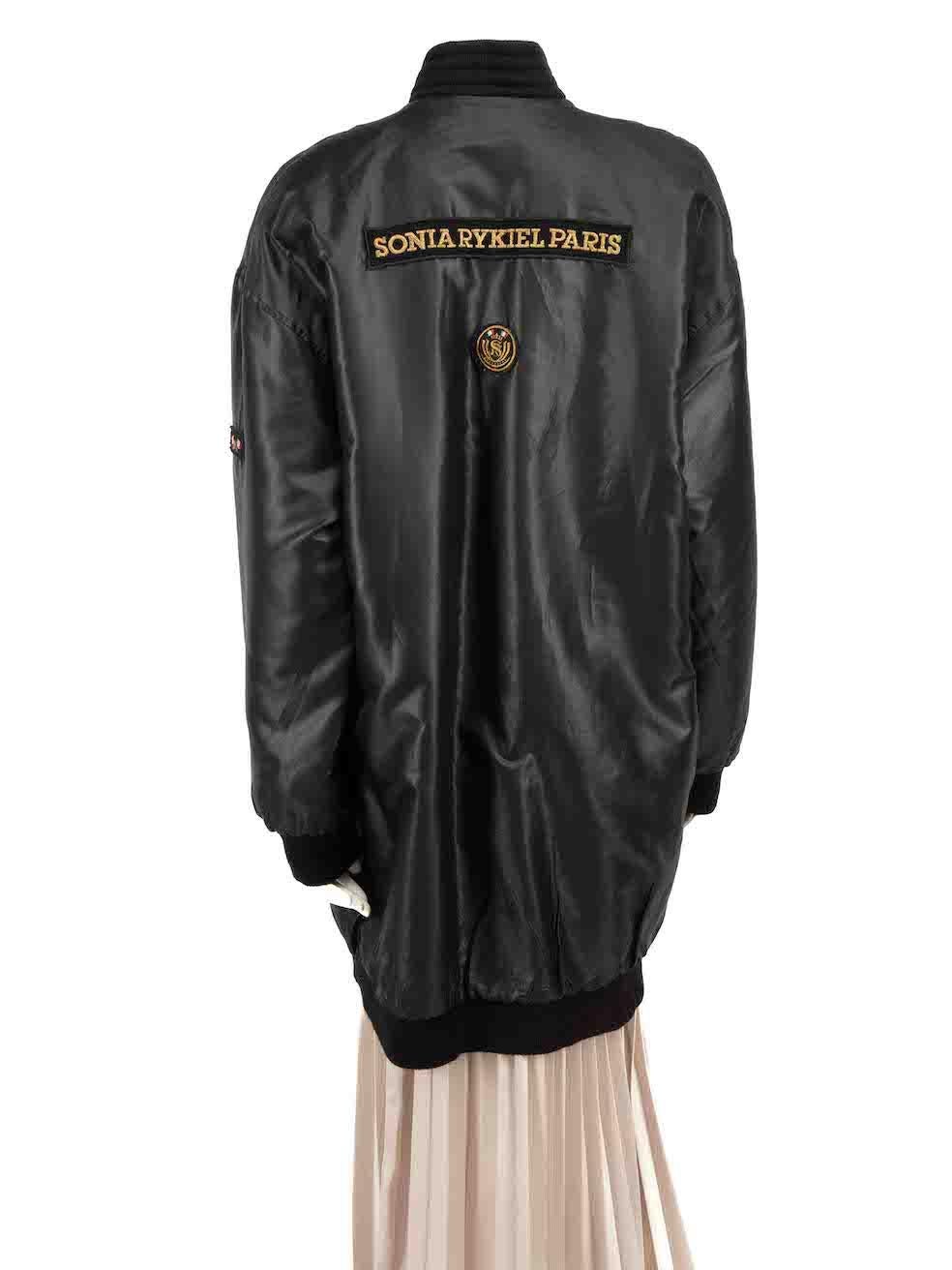 Sonia Rykiel Black Logo Patch Bomber Jacket Size XL In Good Condition In London, GB