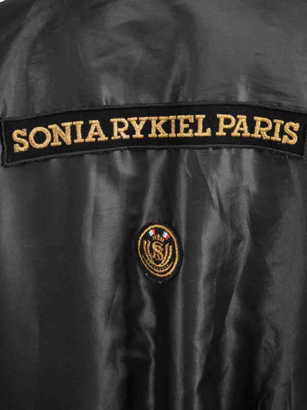 Women's Sonia Rykiel Black Logo Patch Bomber Jacket Size XL