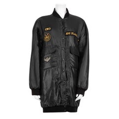 Sonia Rykiel Chaqueta bomber negra con parche de logotipo Talla XL