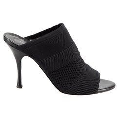 Sonia Rykiel Black Mesh Knit Open Toe Heels Size IT 40