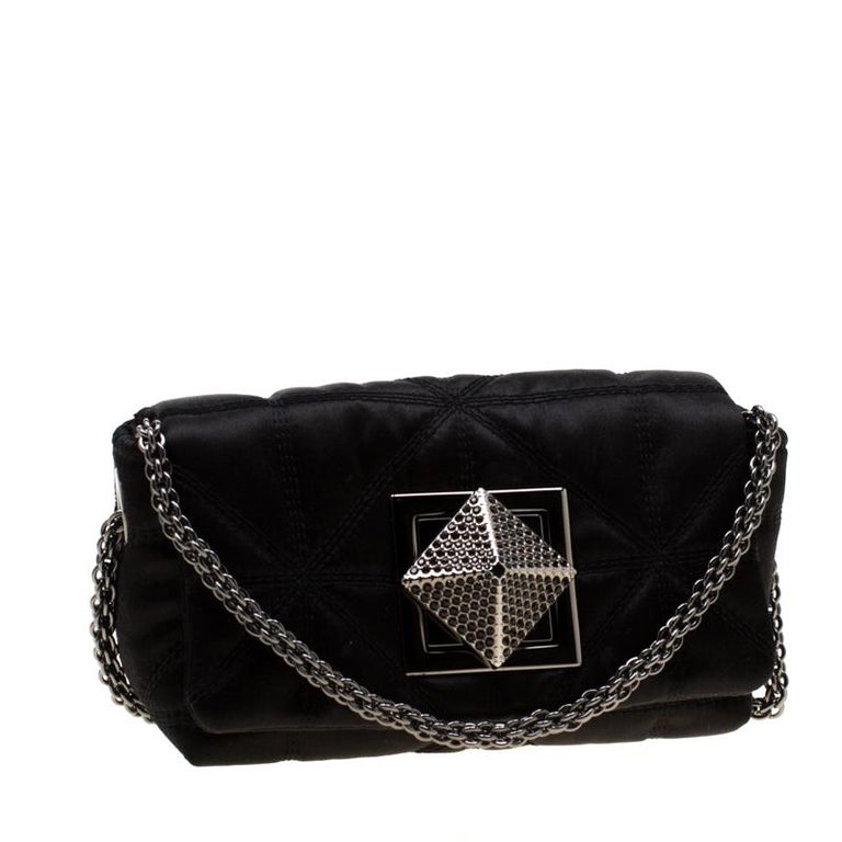 Sonia Rykiel Black Quilted Satin Le Copain Chain Crossbody Bag For Sale ...