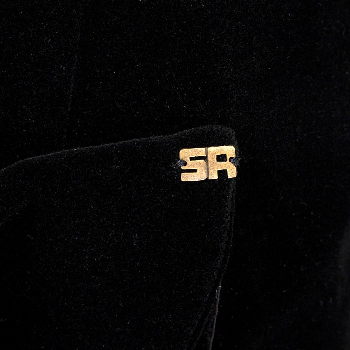 SONIA RYKIEL black RUCHED VELVET Blazer Jacket M For Sale 2