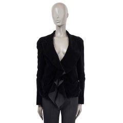 SONIA RYKIEL black RUCHED VELVET Blazer Jacket M