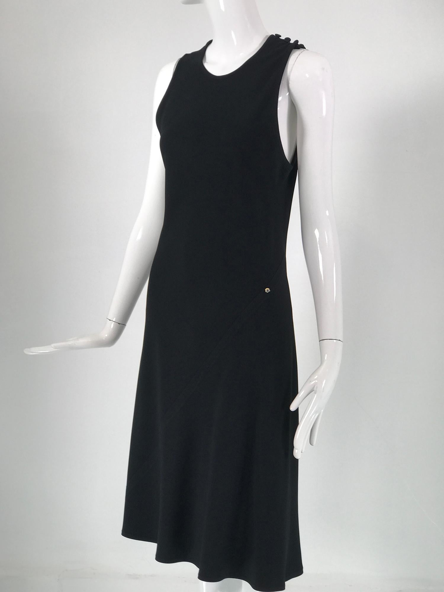Sonia Rykiel Black Satin Backed Crepe Bias Cut Sleeveless Dress  4