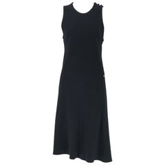 Schwarzes, schräg geschnittenes, ärmelloses Kleid von Sonia Rykiel aus Satin und Krepp mit Rückenausschnitt