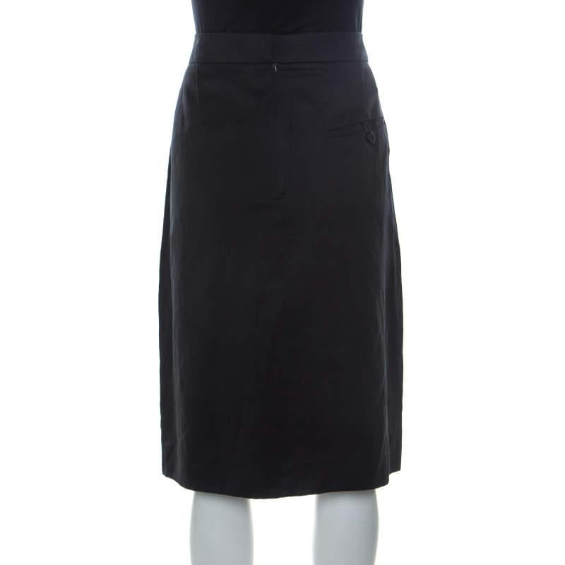 Sonia Rykiel Black Silk Blend Front Bow Detail Skirt L In Excellent Condition In Dubai, Al Qouz 2