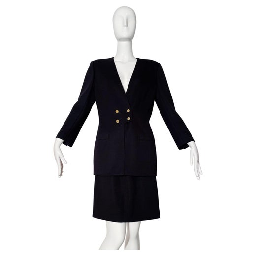 Louis Feraud Striped Skirt Suit - Black Suits and Sets, Clothing -  WLOFE25343