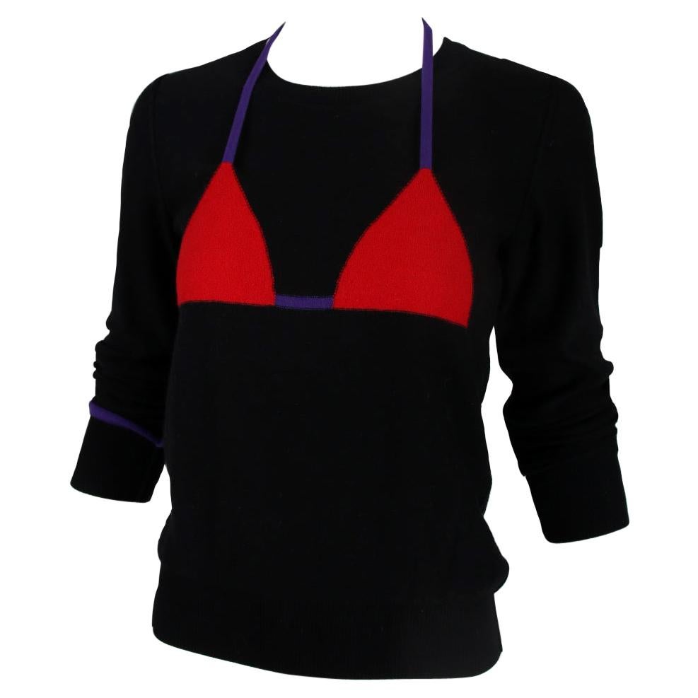 Sonia Rykiel Black Sweater w/Intarsia 