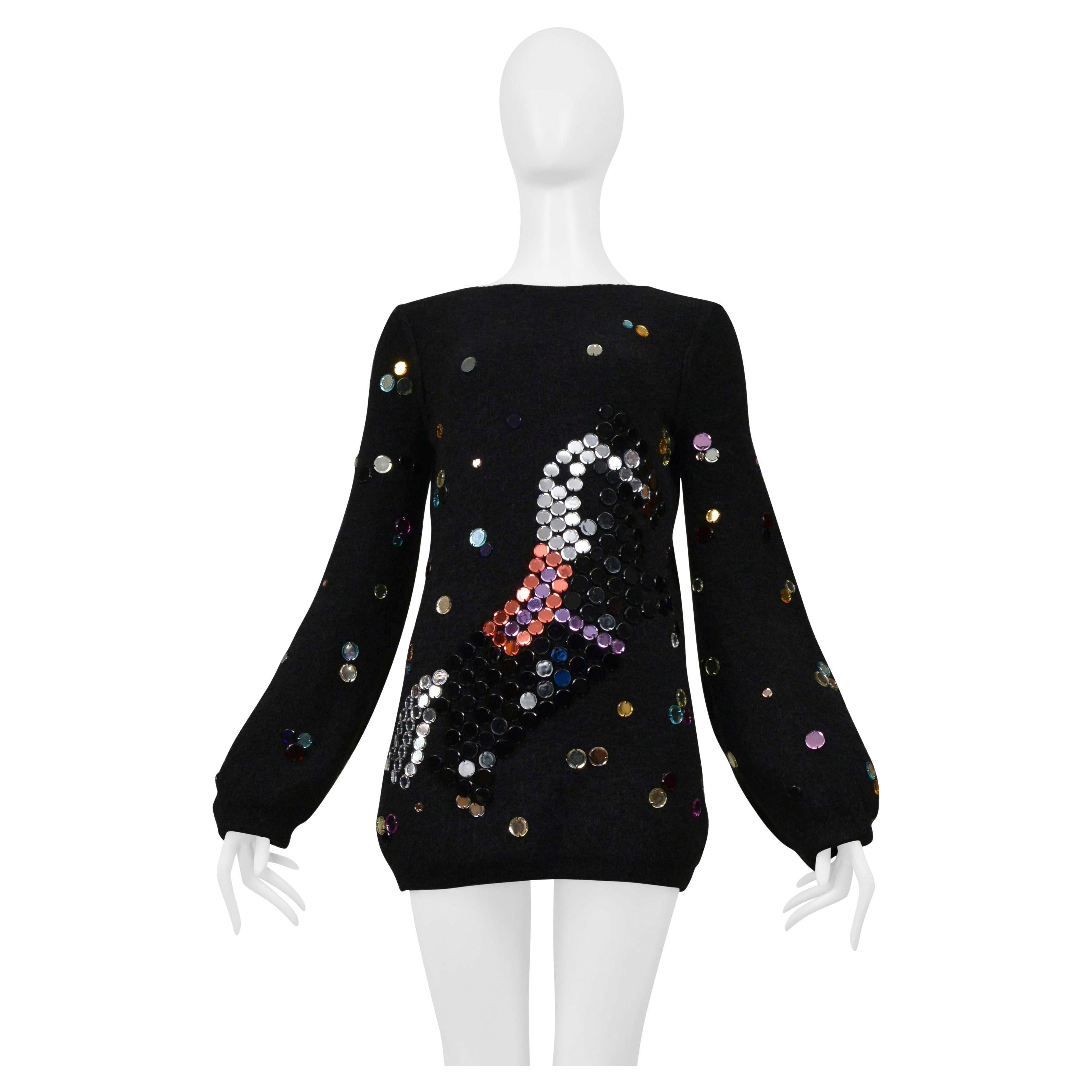 Sonia Rykiel Black Sweater With Mirror Mosaic Horse Detail 2008 en venta