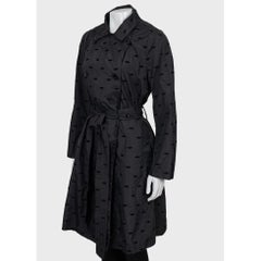 Sonia Rykiel Black Textured Belted Trench Coat Sz.40/L