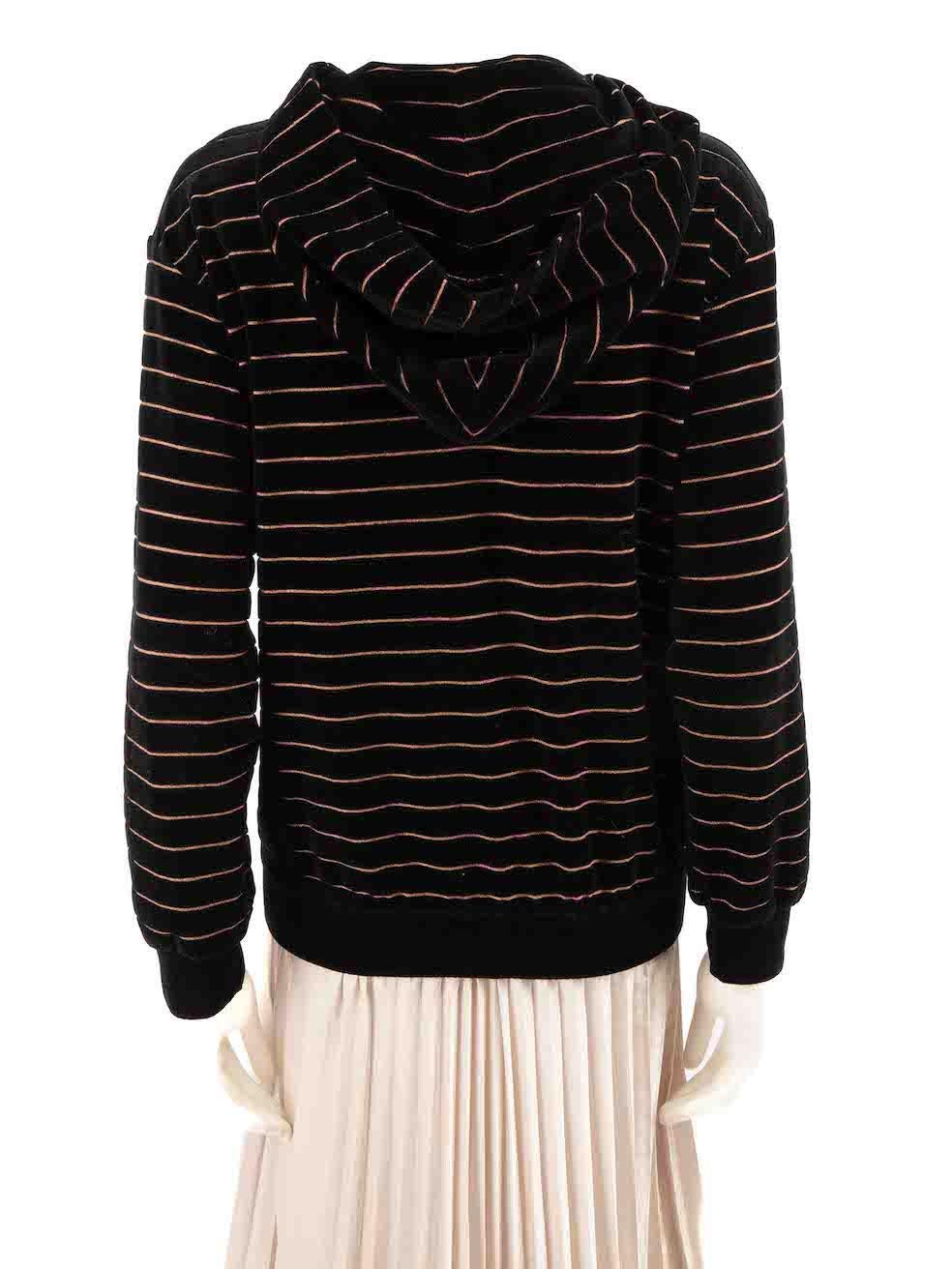 Sonia Rykiel Black Velvet Striped Zipped Jacket Size M In Good Condition For Sale In London, GB