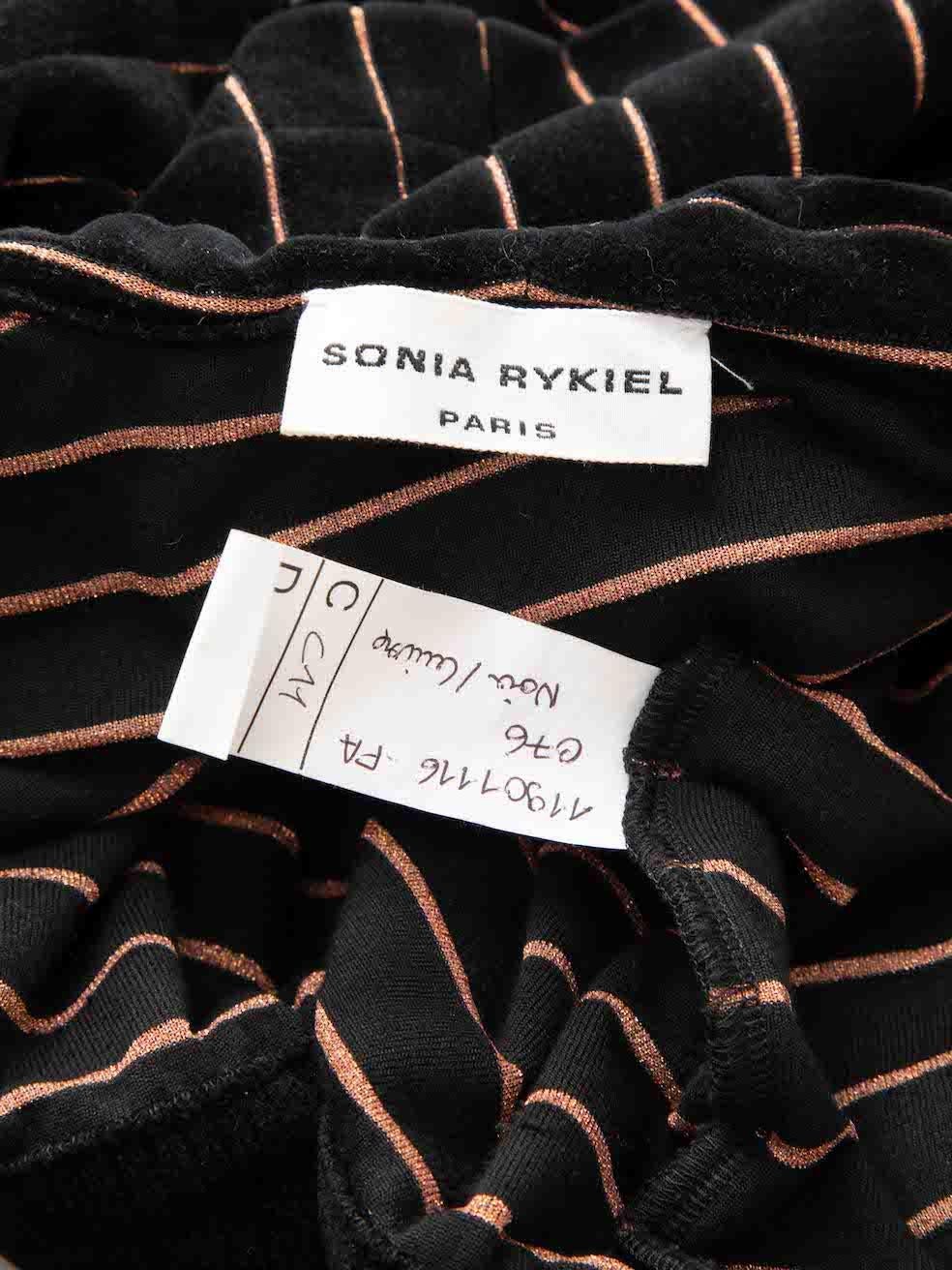 Women's Sonia Rykiel Black Velvet Striped Zipped Jacket Size M For Sale