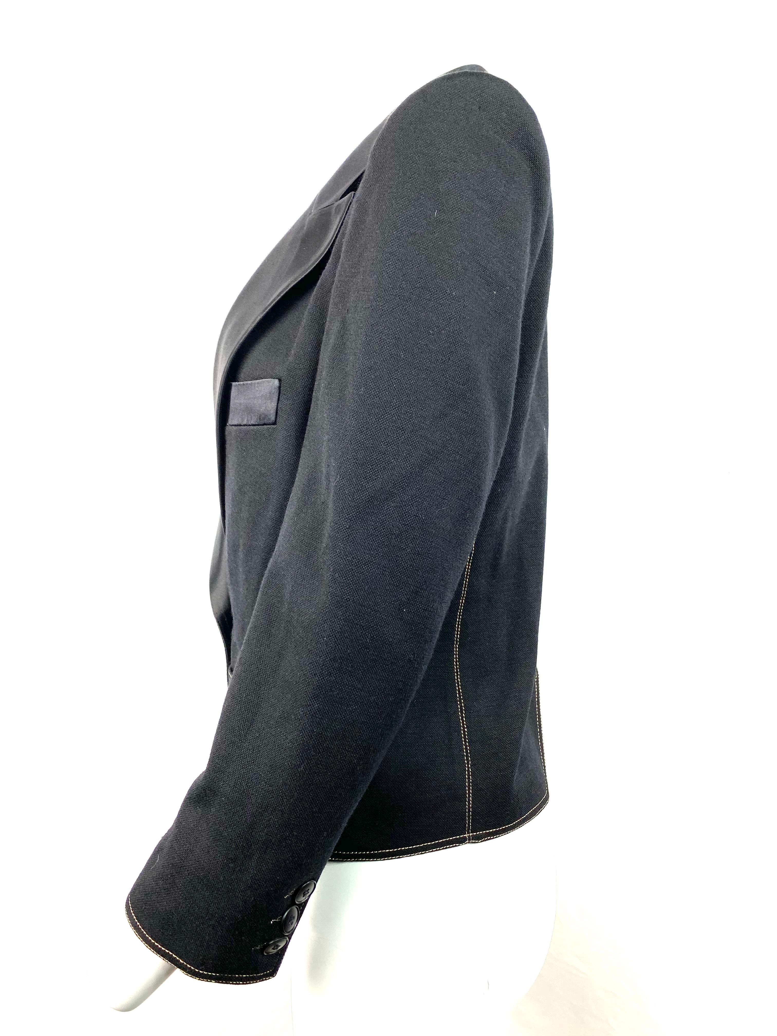 Women's or Men's Sonia Rykiel Black Wool Blazer Jacket Size 38 For Sale