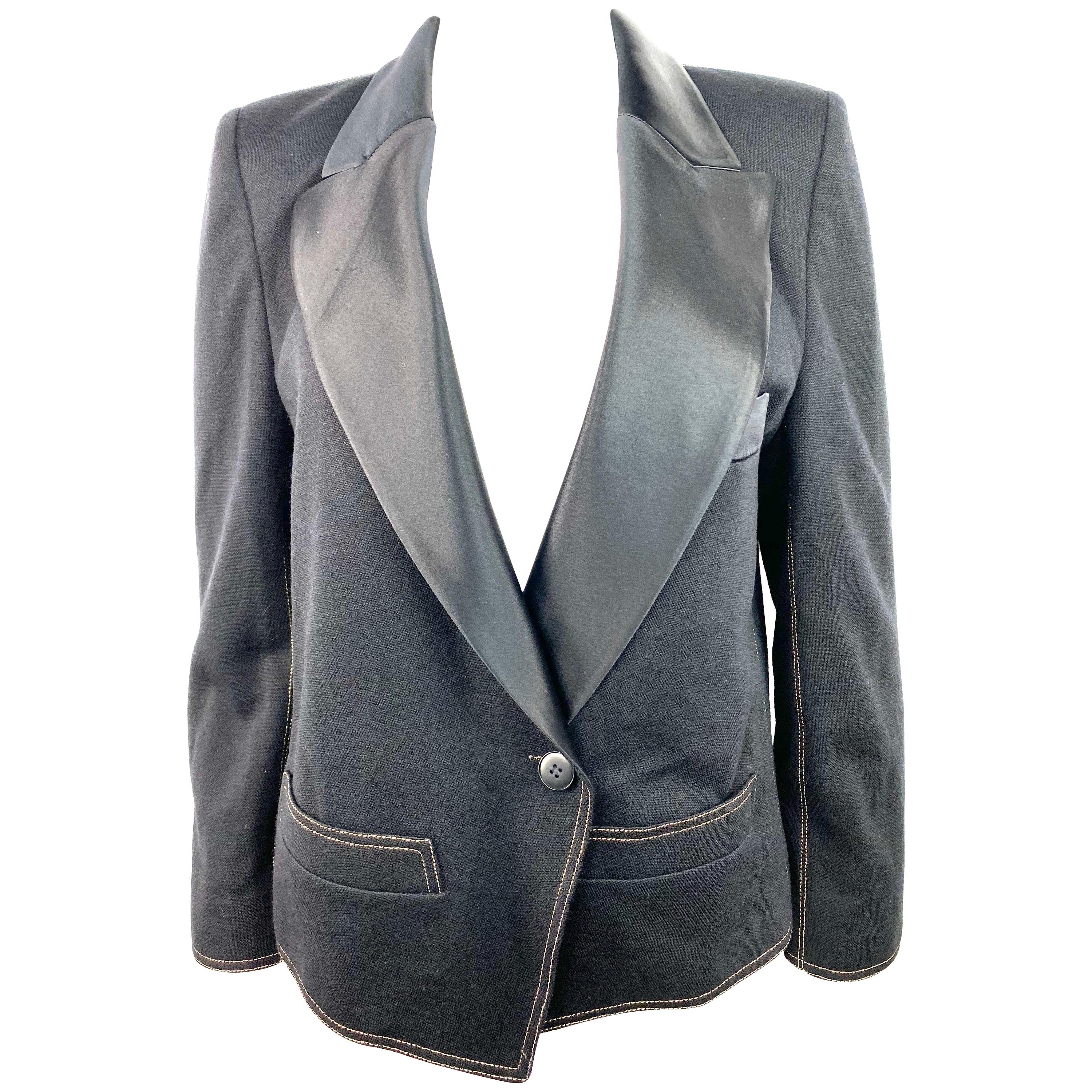 Sonia Rykiel Black Wool Blazer Jacket Size 38 For Sale